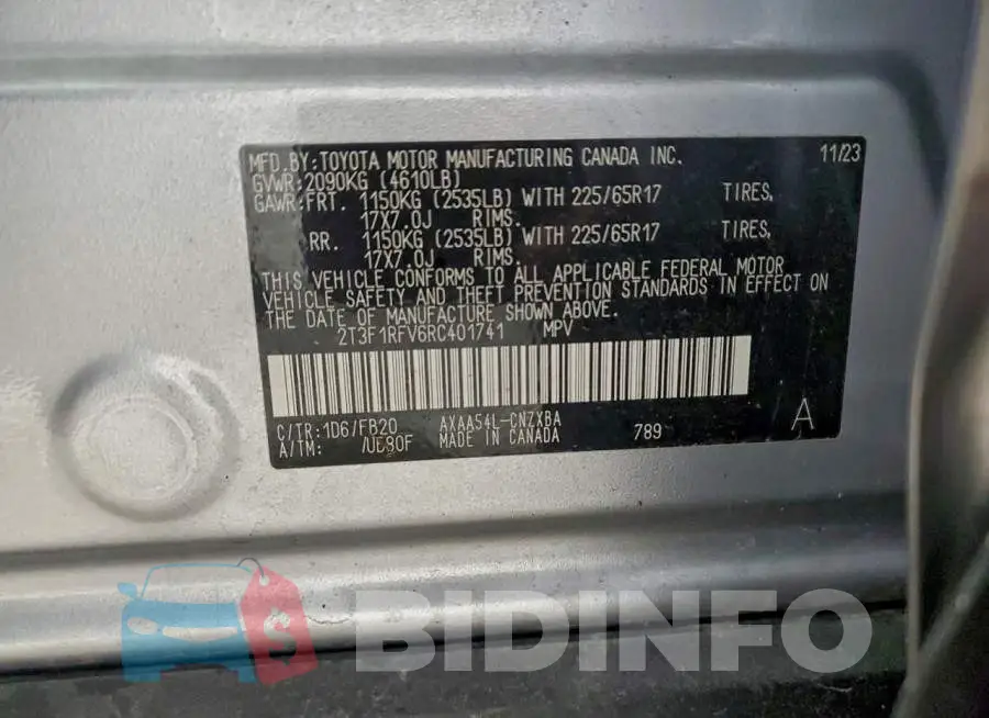 2T3F1RFV6RC401741 Photo# 14