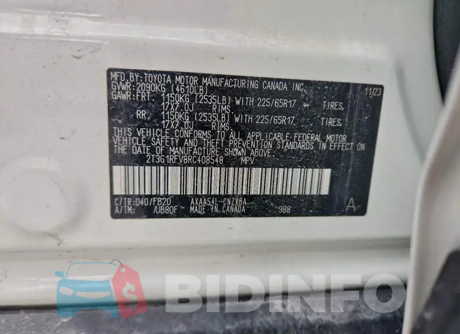 2T3G1RFV8RC408548 Photo# 12