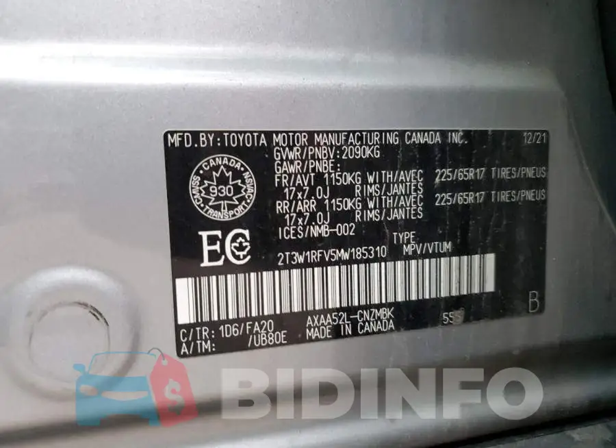 2T3W1RFV5MW185310 Photo# 14