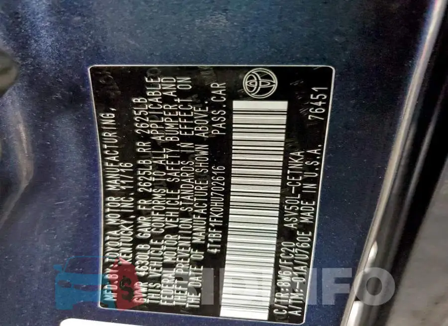 4T1BF1FK0HU702616 Photo# 13