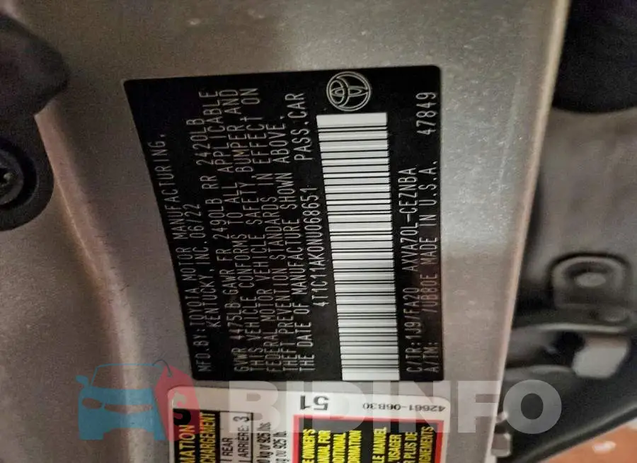 4T1C11AK0NU068651 Photo# 12