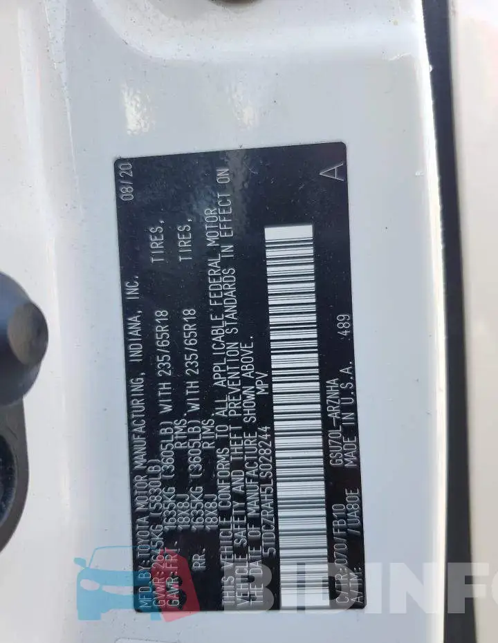 5TDCZRAH5LS028244 Photo# 13