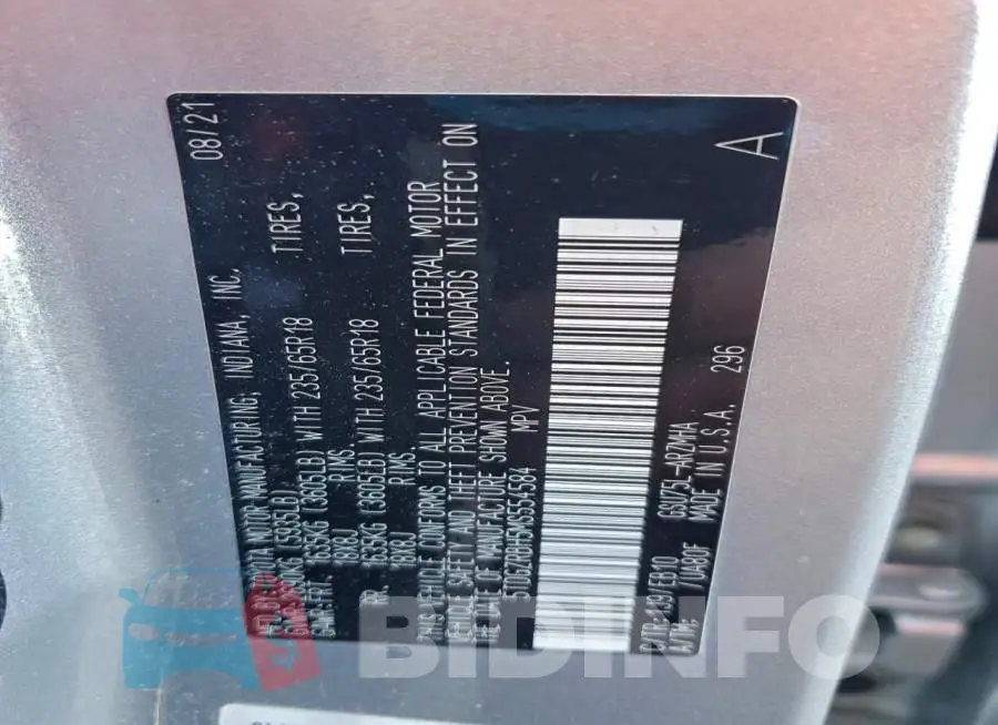 5TDGZRBH5MS554584 Photo# 13