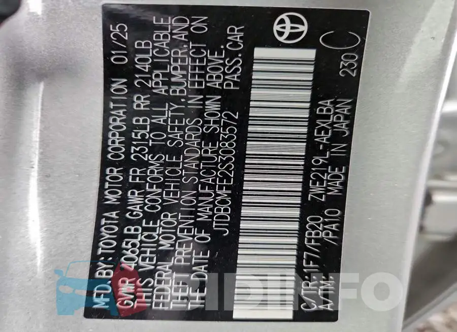 JTDBCMFE2S3083572 Photo# 12