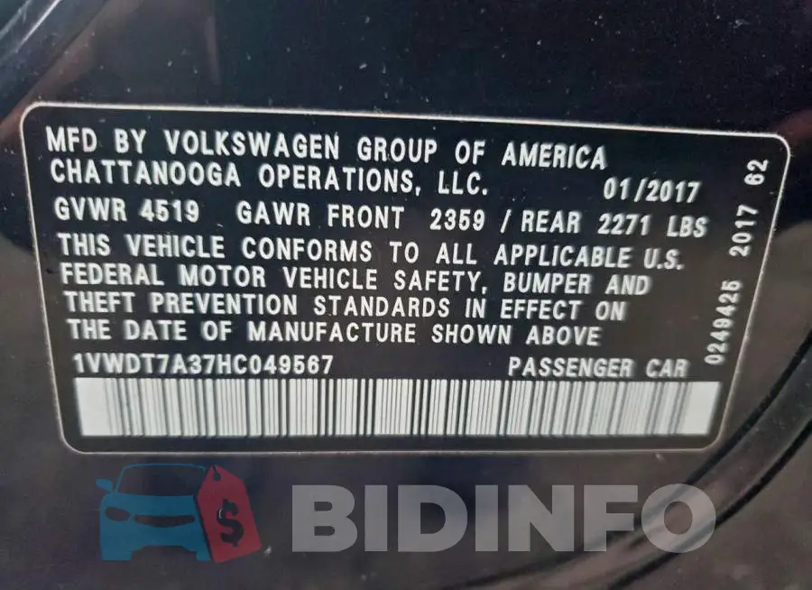 1VWDT7A37HC049567 Photo# 12