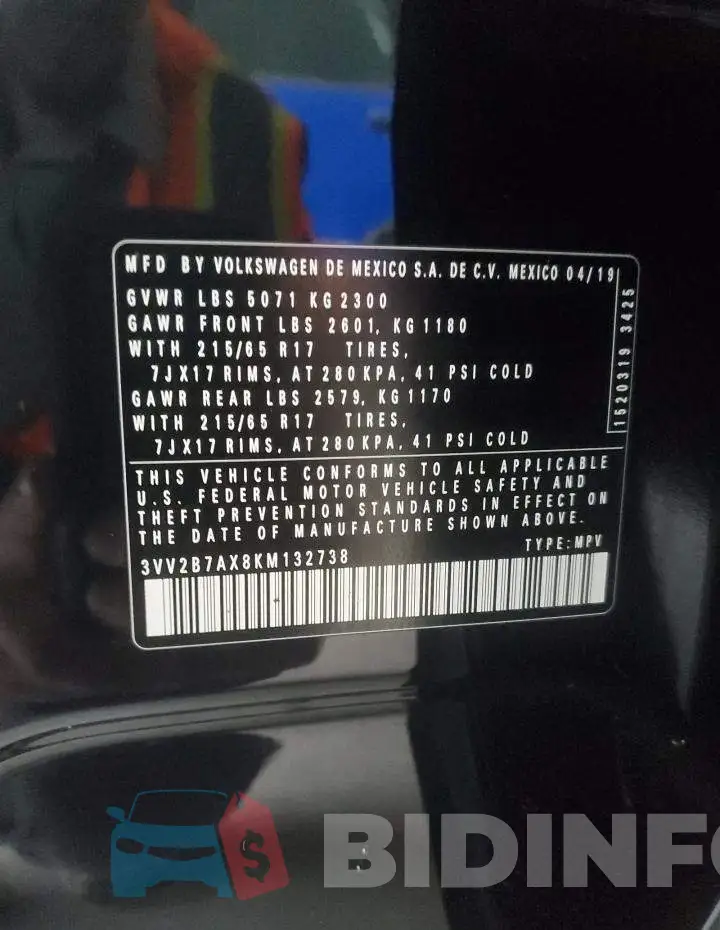 3VV2B7AX8KM132738 Photo# 13