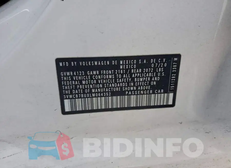 3VWCB7BUXLM064352 Photo# 12
