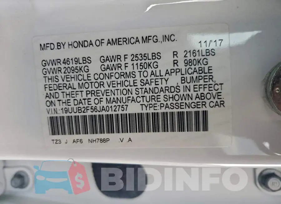 19UUB2F56JA012757 Photo# 12