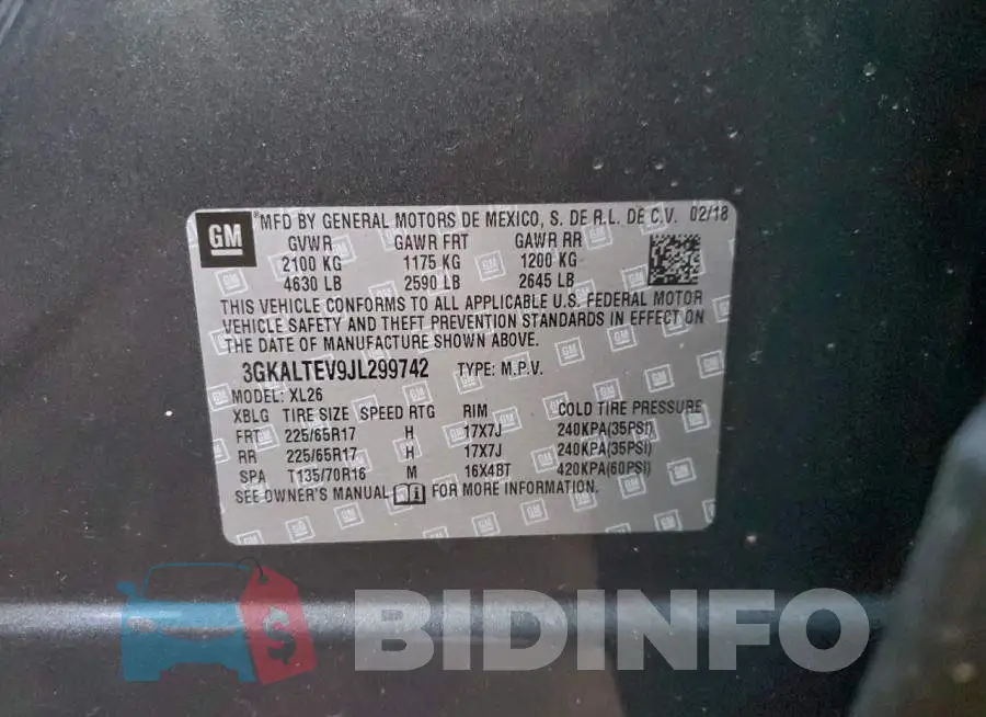 3GKALTEV9JL299742 Photo# 13
