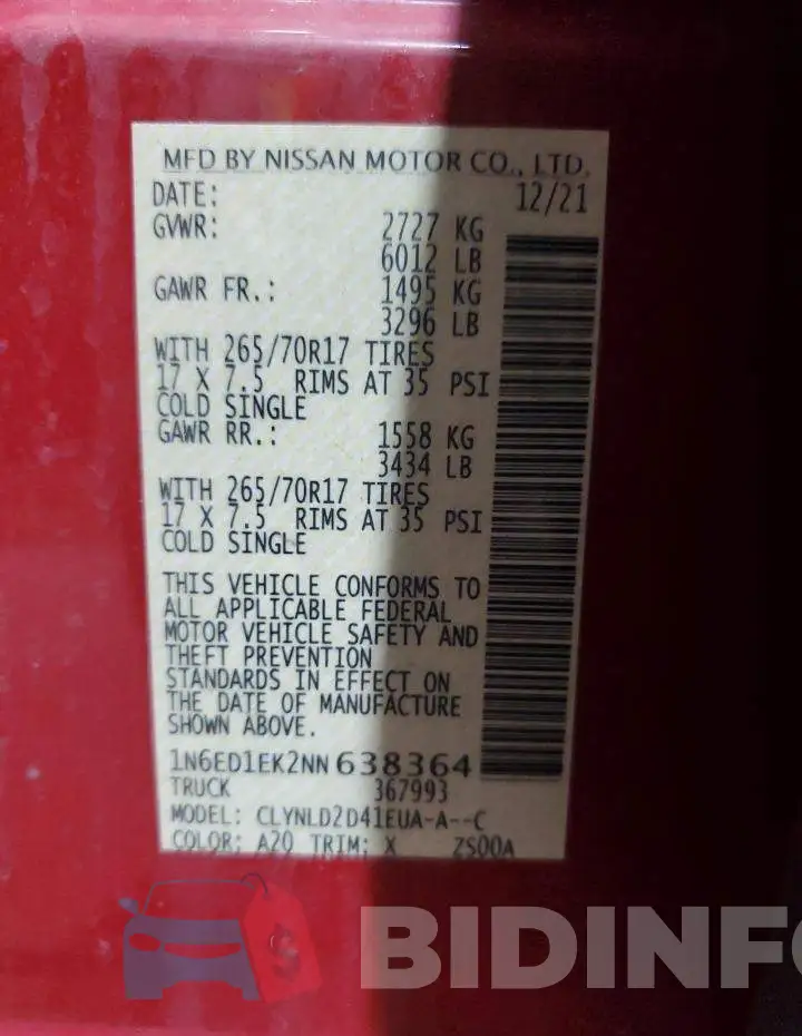 1N6ED1EK2NN638364 Photo# 12