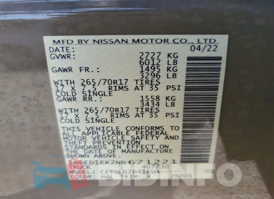 1N6ED1EK2NN671221 Photo# 12