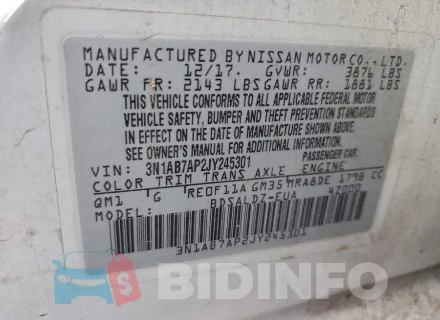 3N1AB7AP2JY245301 Photo# 12
