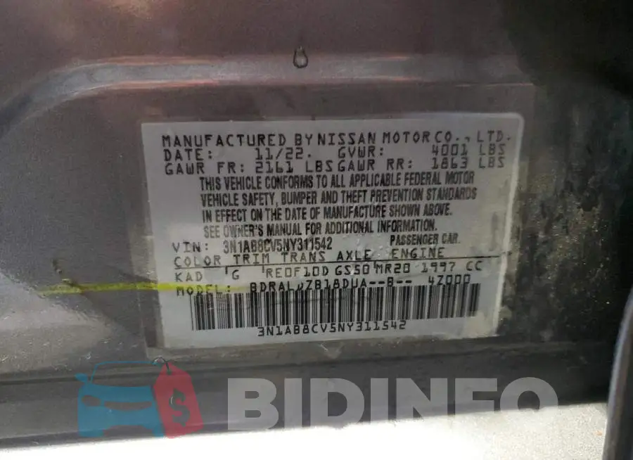 3N1AB8CV5NY311542 Photo# 12