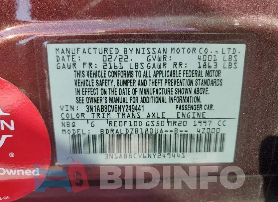 3N1AB8CV6NY249441 Photo# 12