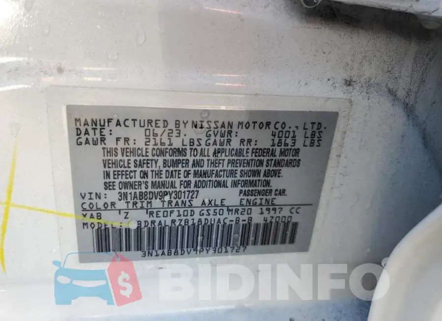 3N1AB8DV9PY301727 Photo# 13