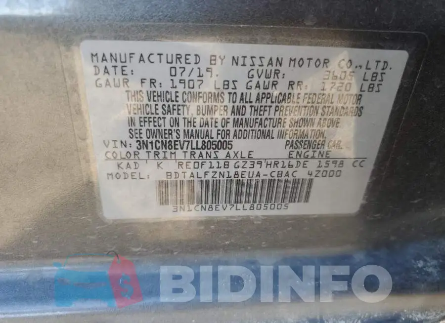 3N1CN8EV7LL805005 Photo# 12