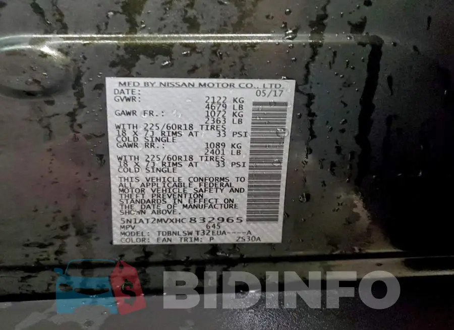 5N1AT2MVXHC832965 Photo# 12