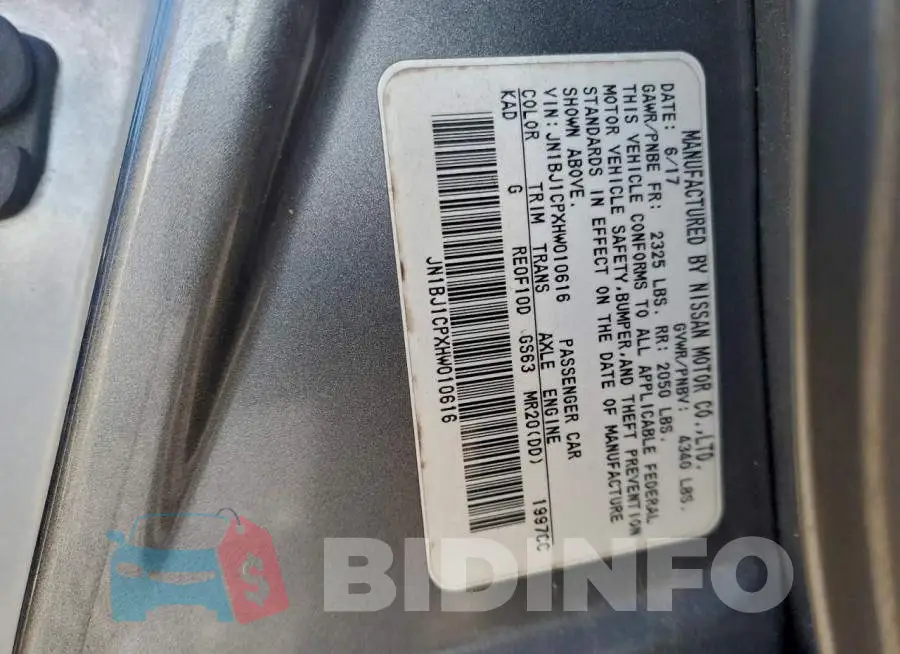 JN1BJ1CPXHW010616 Photo# 13