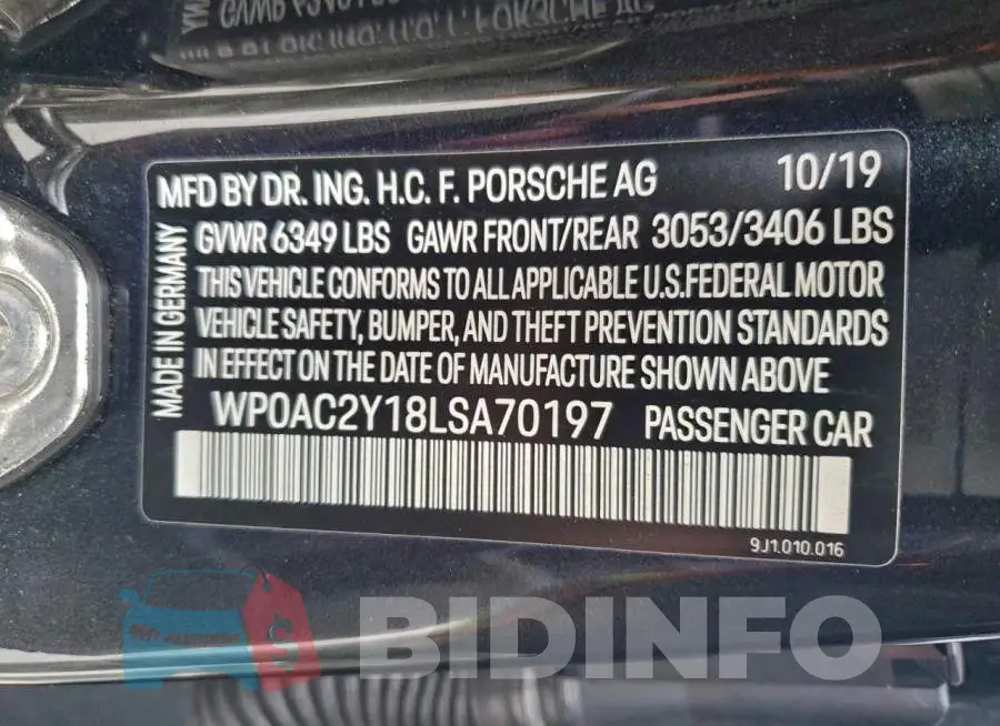 WP0AC2Y18LSA70197 Photo# 12