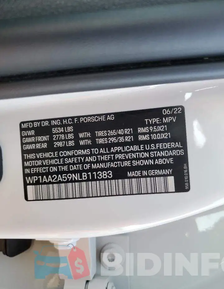 WP1AA2A59NLB11383 Photo# 14