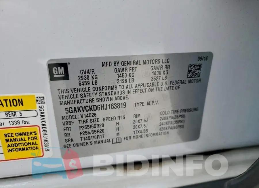 5GAKVCKD6HJ163819 Photo# 13