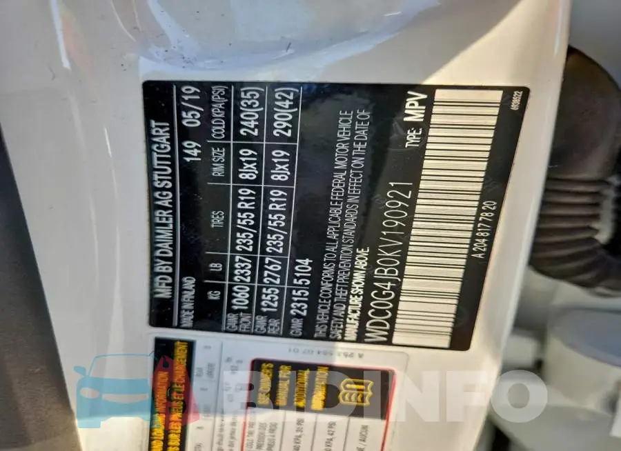 WDC0G4JB0KV190921 Photo# 13