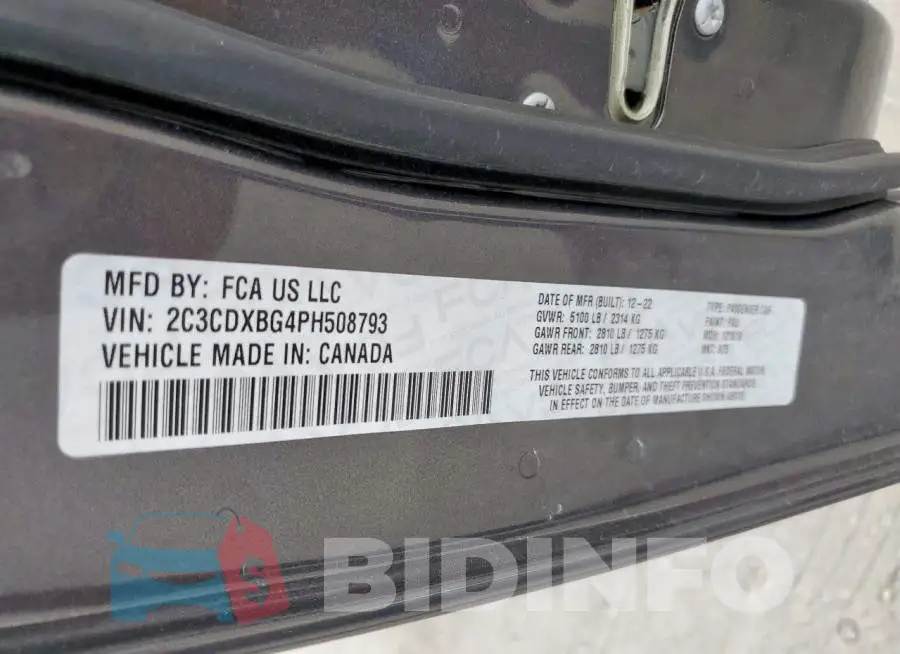 2C3CDXBG4PH508793 Photo# 12