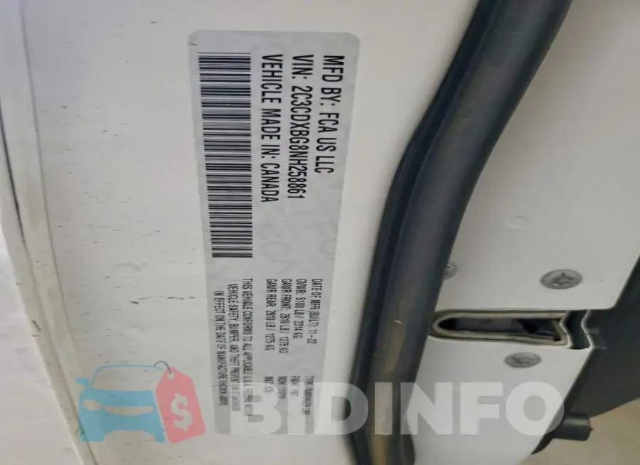 2C3CDXBG8NH258861 Photo# 12