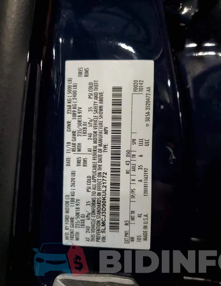 5LMCJ3D90KUL21772 Photo# 14