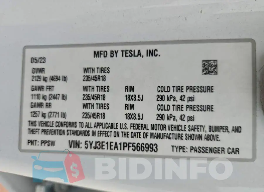 5YJ3E1EA1PF566993 Photo# 13