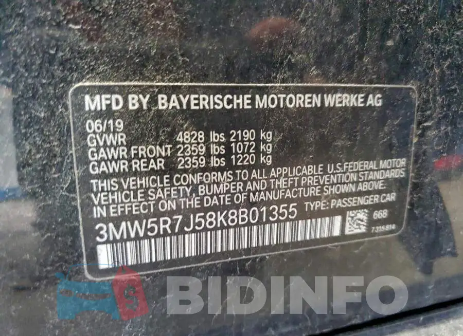 3MW5R7J58K8B01355 Photo# 12