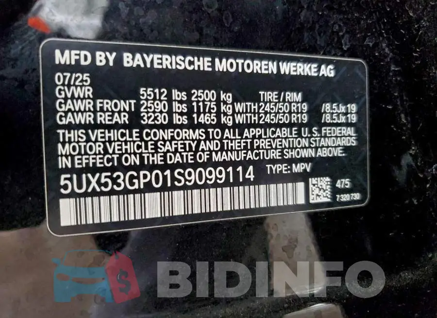5UX53GP01S9099114 Photo# 13