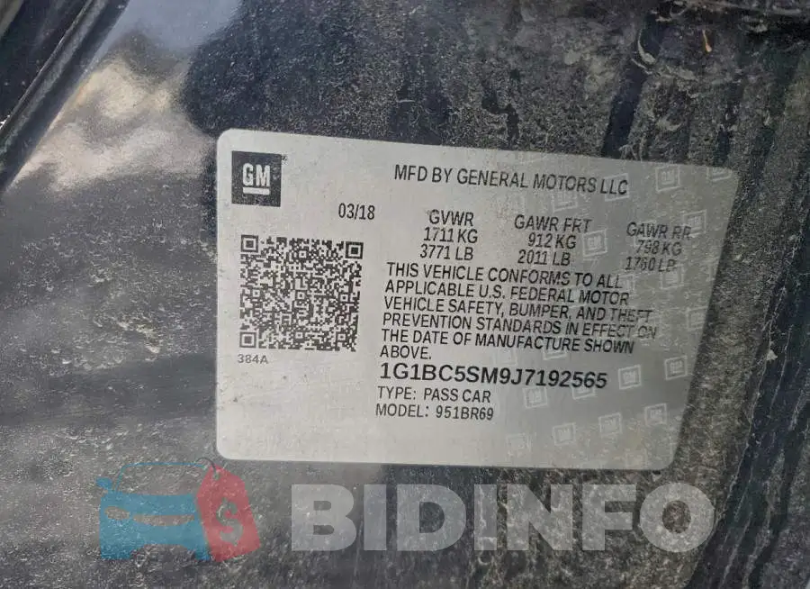 1G1BC5SM9J7192565 Photo# 13