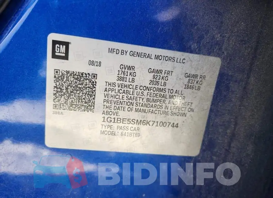 1G1BE5SM6K7100744 Photo# 12