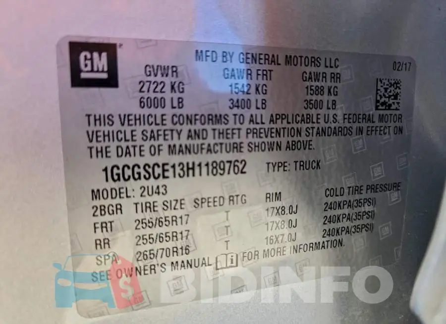 1GCGSCE13H1189762 Photo# 12