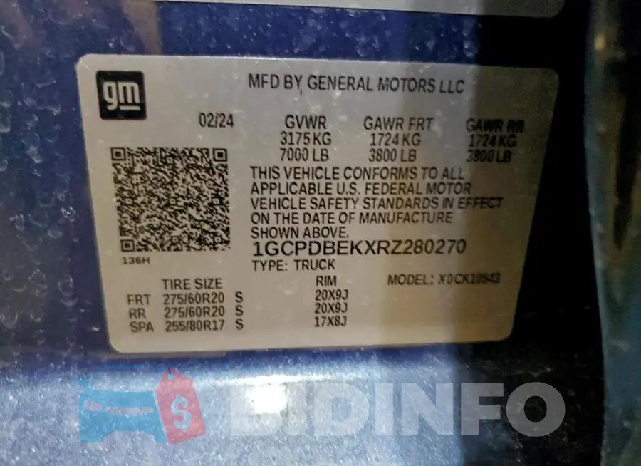 1GCPDBEKXRZ280270 Photo# 12