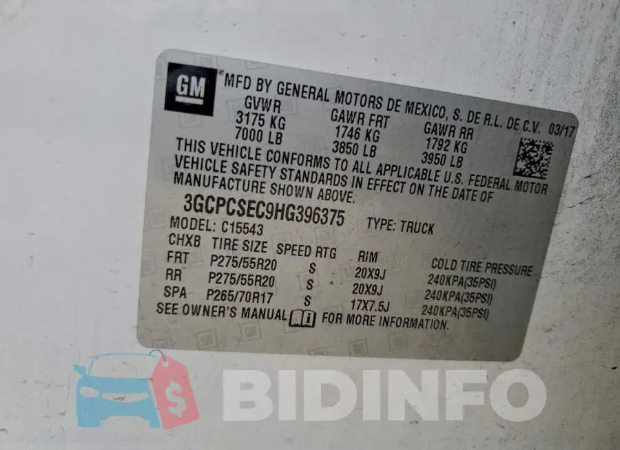 3GCPCSEC9HG396375 Photo# 13