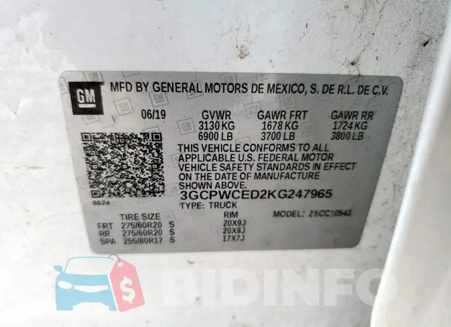 3GCPWCED2KG247965 Photo# 13