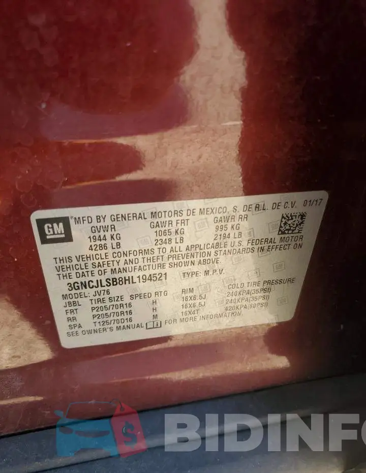 3GNCJLSB8HL194521 Photo# 13