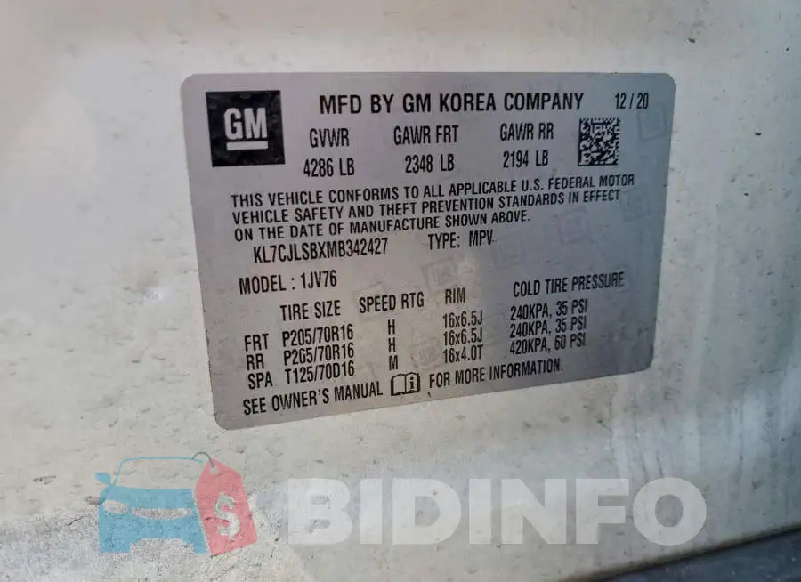 KL7CJLSBXMB342427 Photo# 12