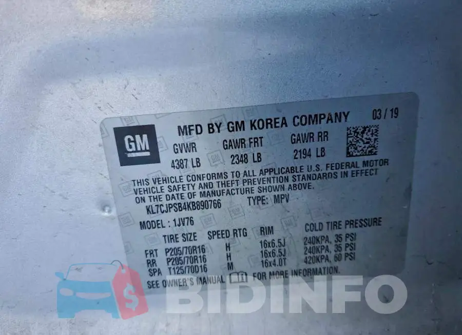 KL7CJPSB4KB890766 Photo# 13