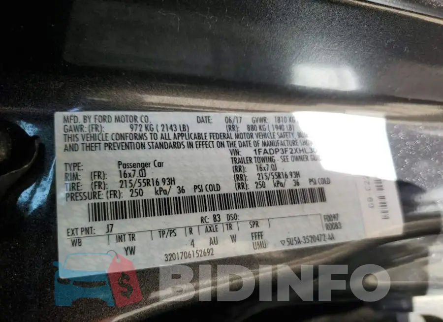 1FADP3F2XHL300720 Photo# 13