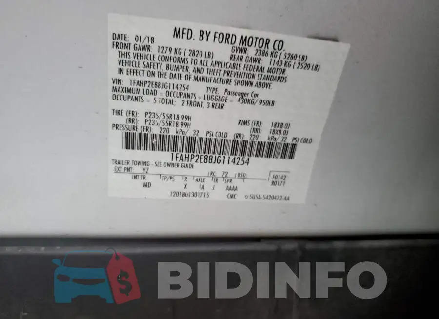 1FAHP2E88JG114254 Photo# 12