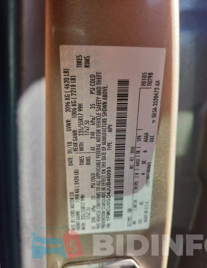 1FMCU0GD4JUB46093 Photo# 13