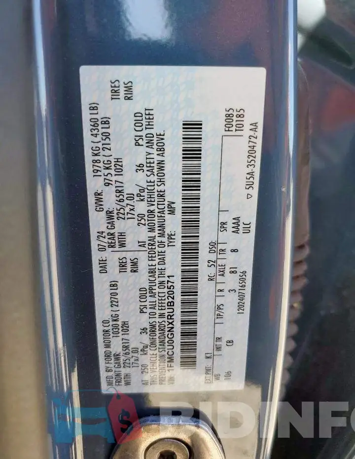 1FMCU0GNXRUB20571 Photo# 12
