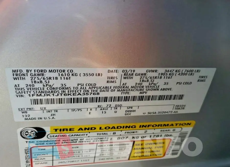 1FMJK1JT6KEA35768 Photo# 12