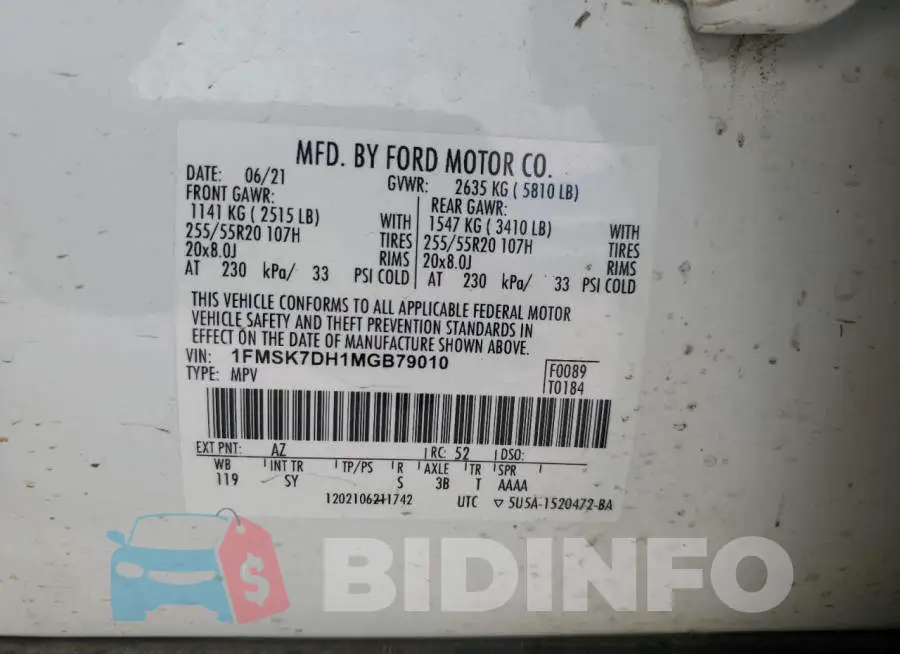 1FMSK7DH1MGB79010 Photo# 13