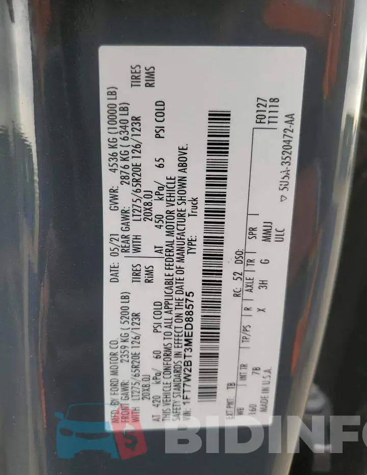 1FT7W2BT3MED88575 Photo# 12