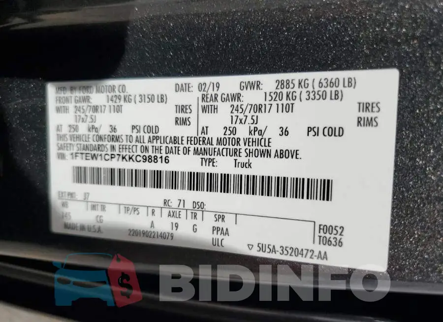 1FTEW1CP7KKC98816 Photo# 12