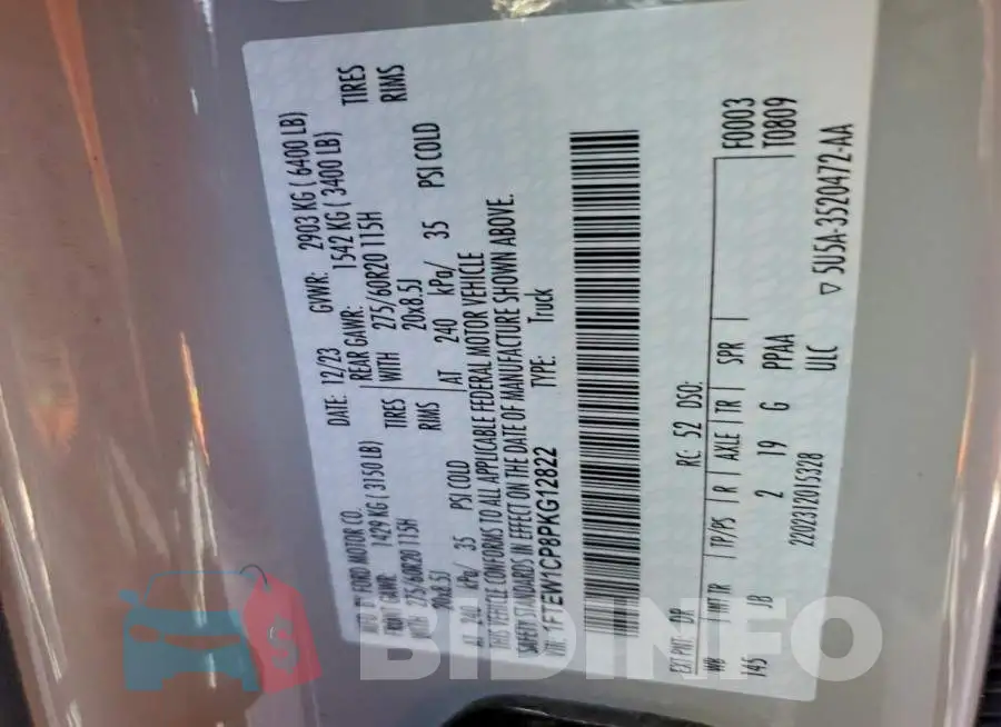 1FTEW1CP8PKG12822 Photo# 12